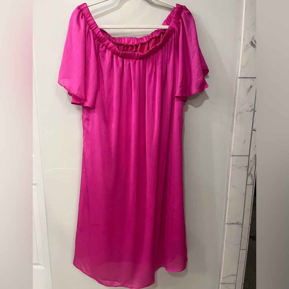 Trina Turk Bright Pink off the shoulder dress XL